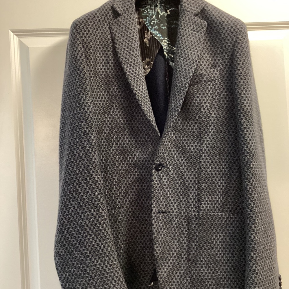 ETRO Mens Blazer Grey/Navy - Size 44L (54L)